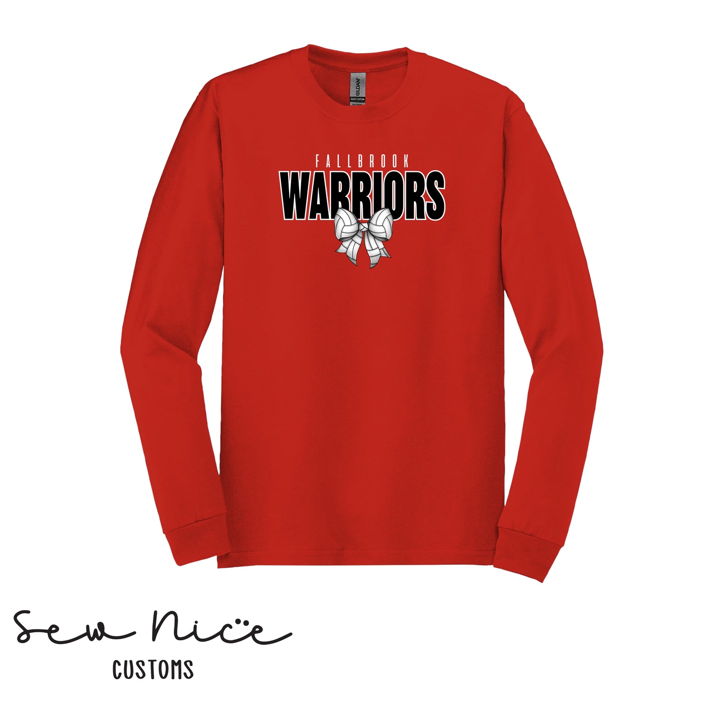 Fallbrook Warriors Volleyball Bow- Unisex Adult/Youth Long Sleeve Shirt