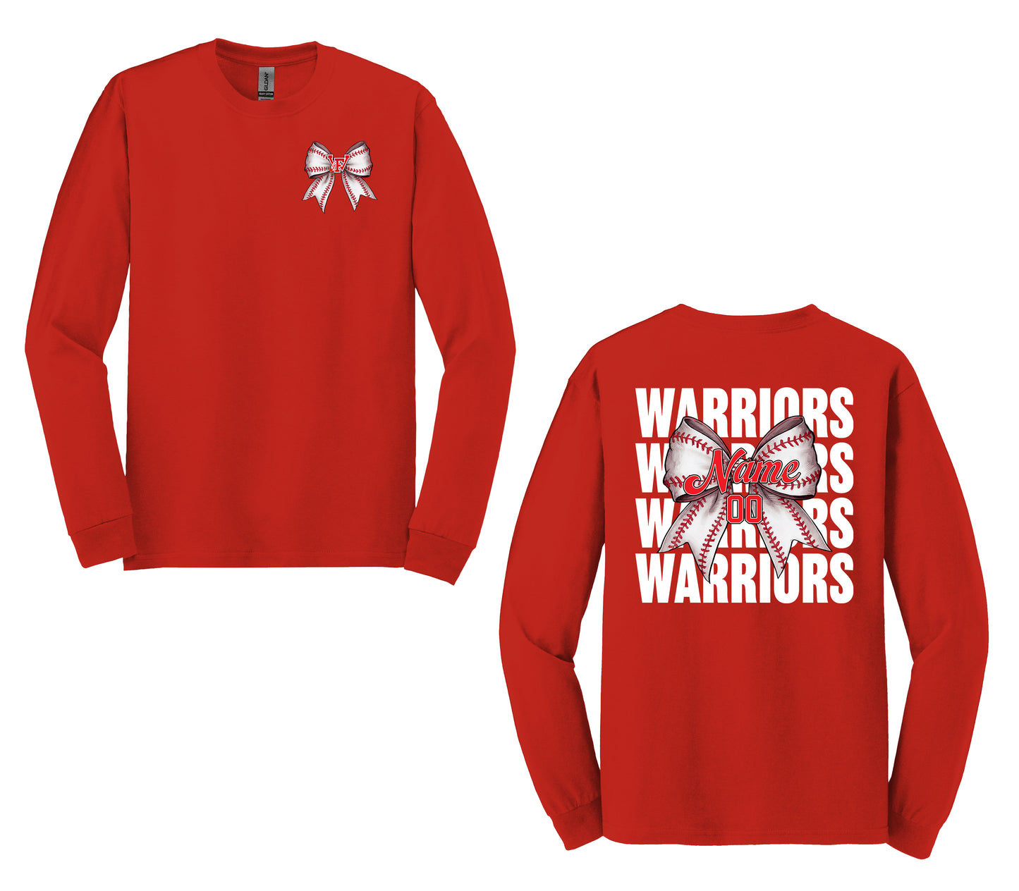 Warriors Baseball Bow- Unisex Adult/Youth Long Sleeve Shirt