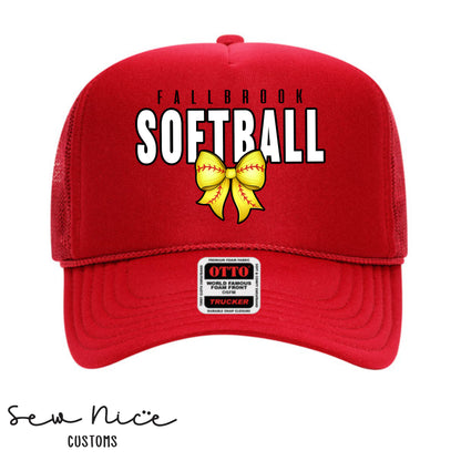 Fallbrook Softball Bow Design - Foam Trucker Hats