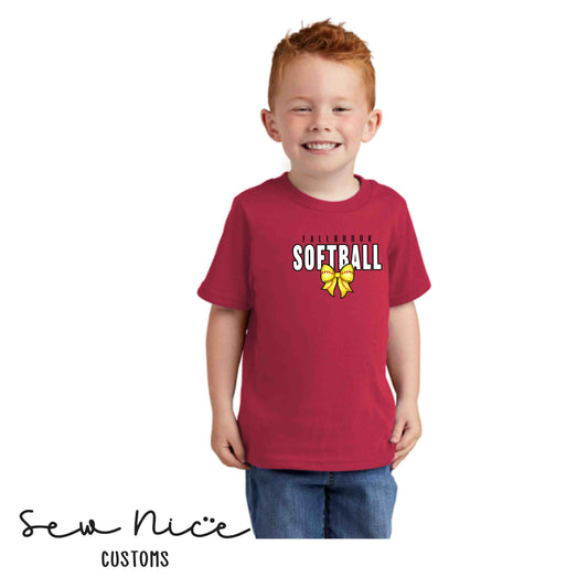 Fallbrook Softball Bow Design- Unisex TODDLER shirt