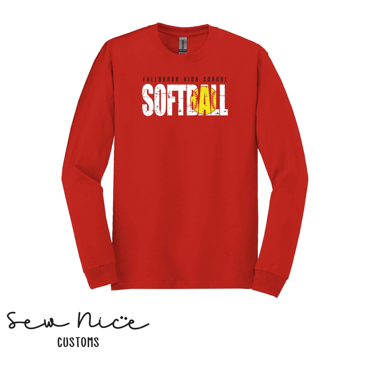 Fallbrook High School Softball- Unisex Adult/Youth Long Sleeve Shirt