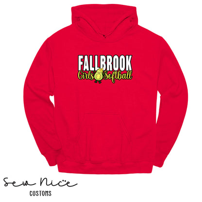 Fallbrook Girls Softball Avo Text Design- Unisex Hoodie