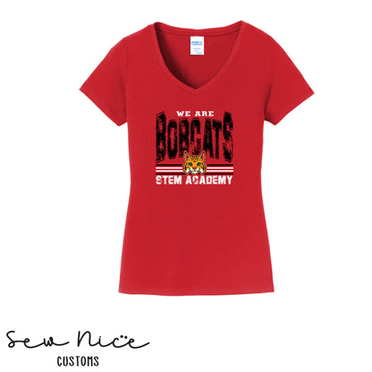 STEM-We Are Bobcats- Ladies V-Neck Shirt