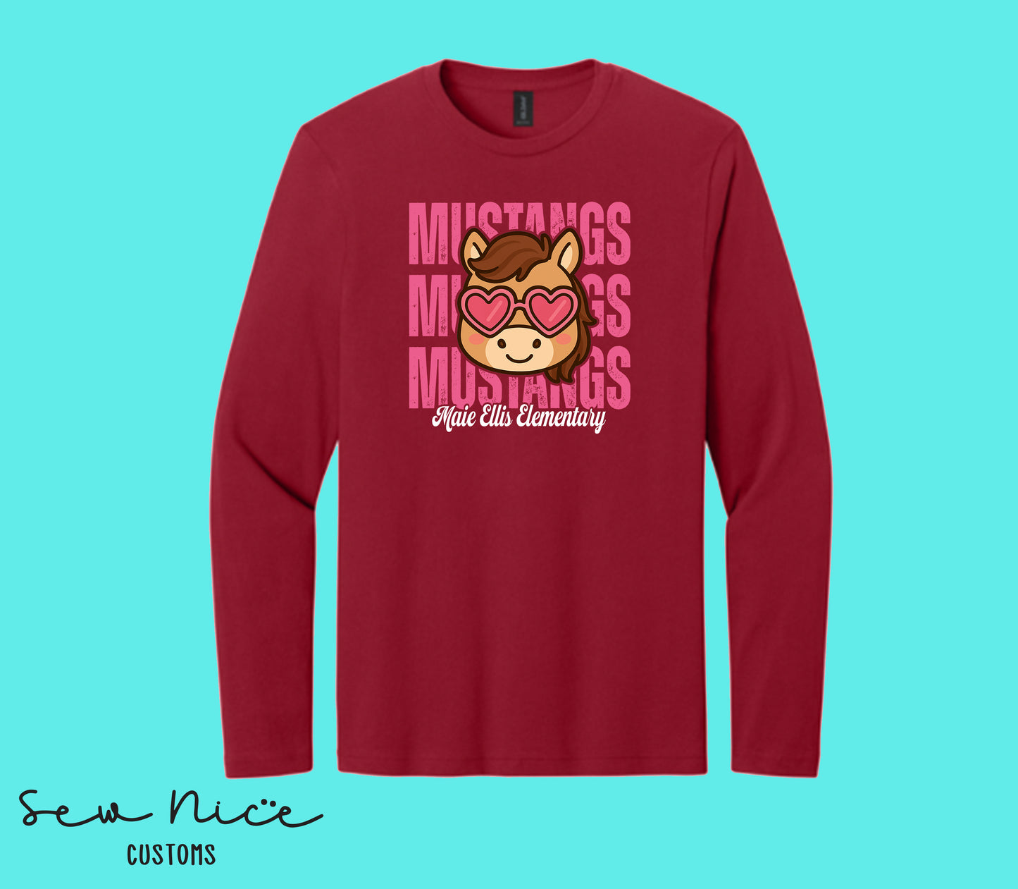 Mustangs Valetines- Unisex ADULT Long Sleeve Shirt