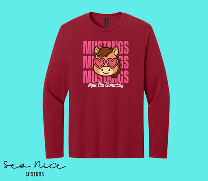 Mustangs Valetines- Unisex ADULT Long Sleeve Shirt