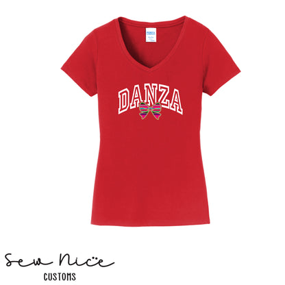 Danza Bow- Unisex Adult/Youth Ladies V-Neck Shirt