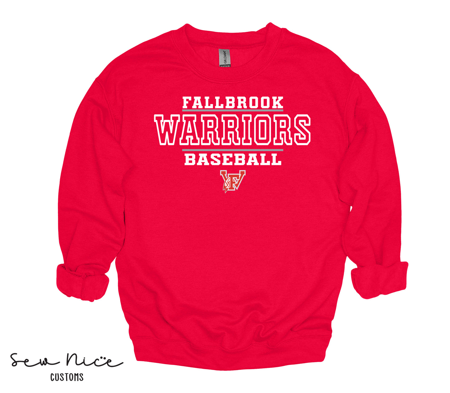Fallbrook 12u Warriors Baseball- Unisex Adult/Youth Crewneck Sweatshirt