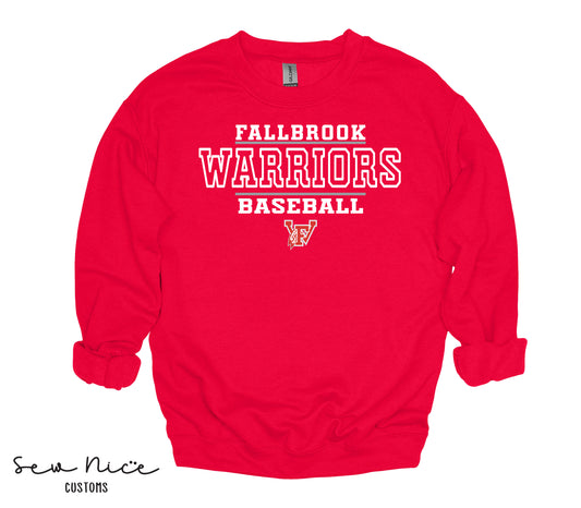 Fallbrook 12u Warriors Baseball- Unisex Adult/Youth Crewneck Sweatshirt
