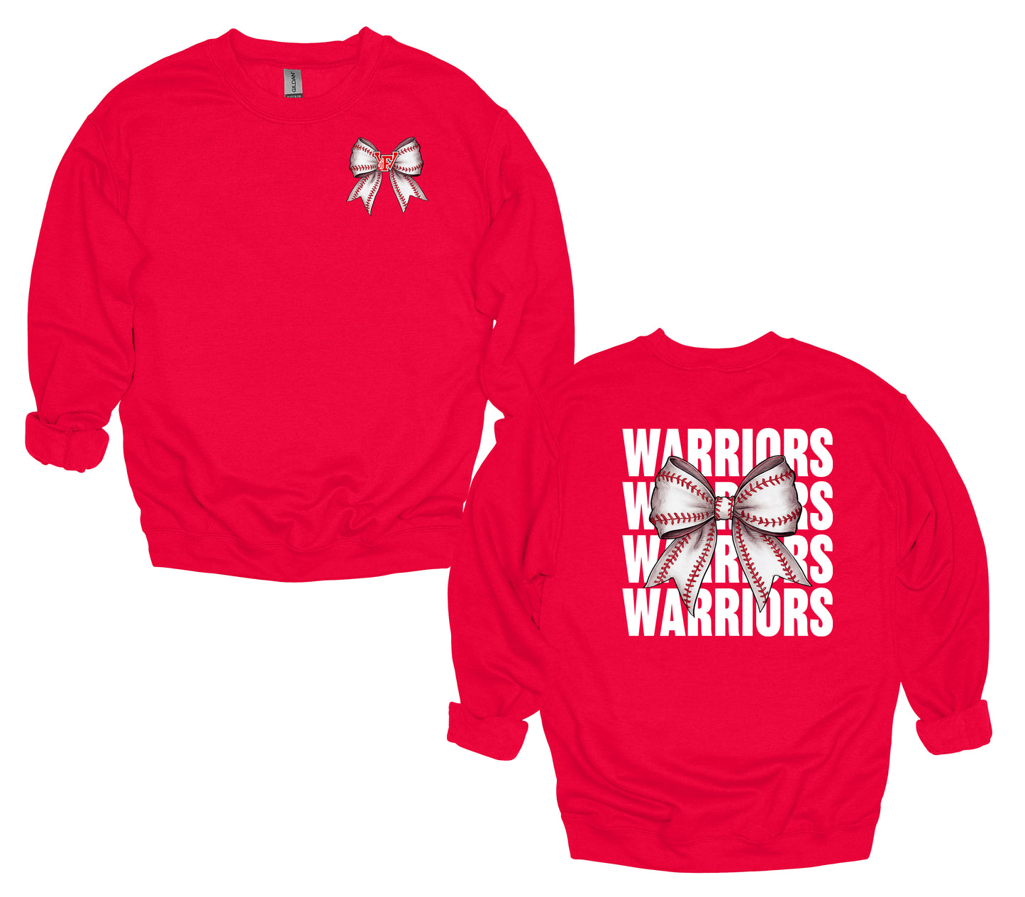 Warriors Baseball Bow- Unisex Adult/Youth Crewneck Sweatshirt