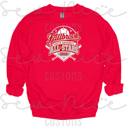 Fallbrook Youth Baseball- ALL STARS 2026-Unisex Crewneck Sweatshirt