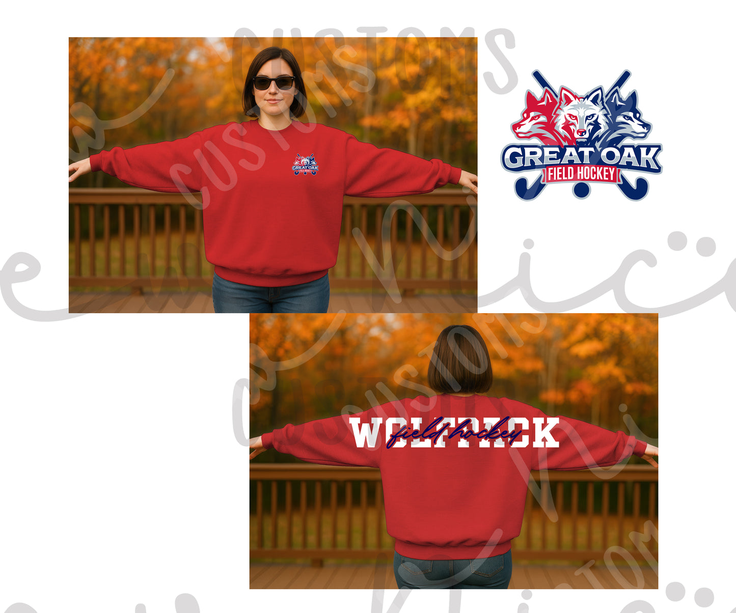 GO Field Hockey Shoulder Design - Adult/Youth Unisex Crewneck Sweatshirt
