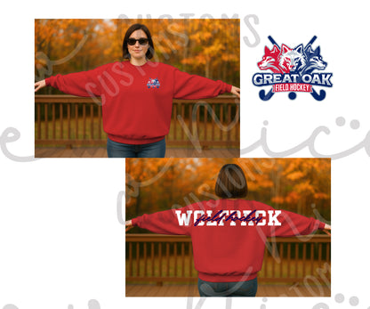 GO Field Hockey Shoulder Design - Adult/Youth Unisex Crewneck Sweatshirt