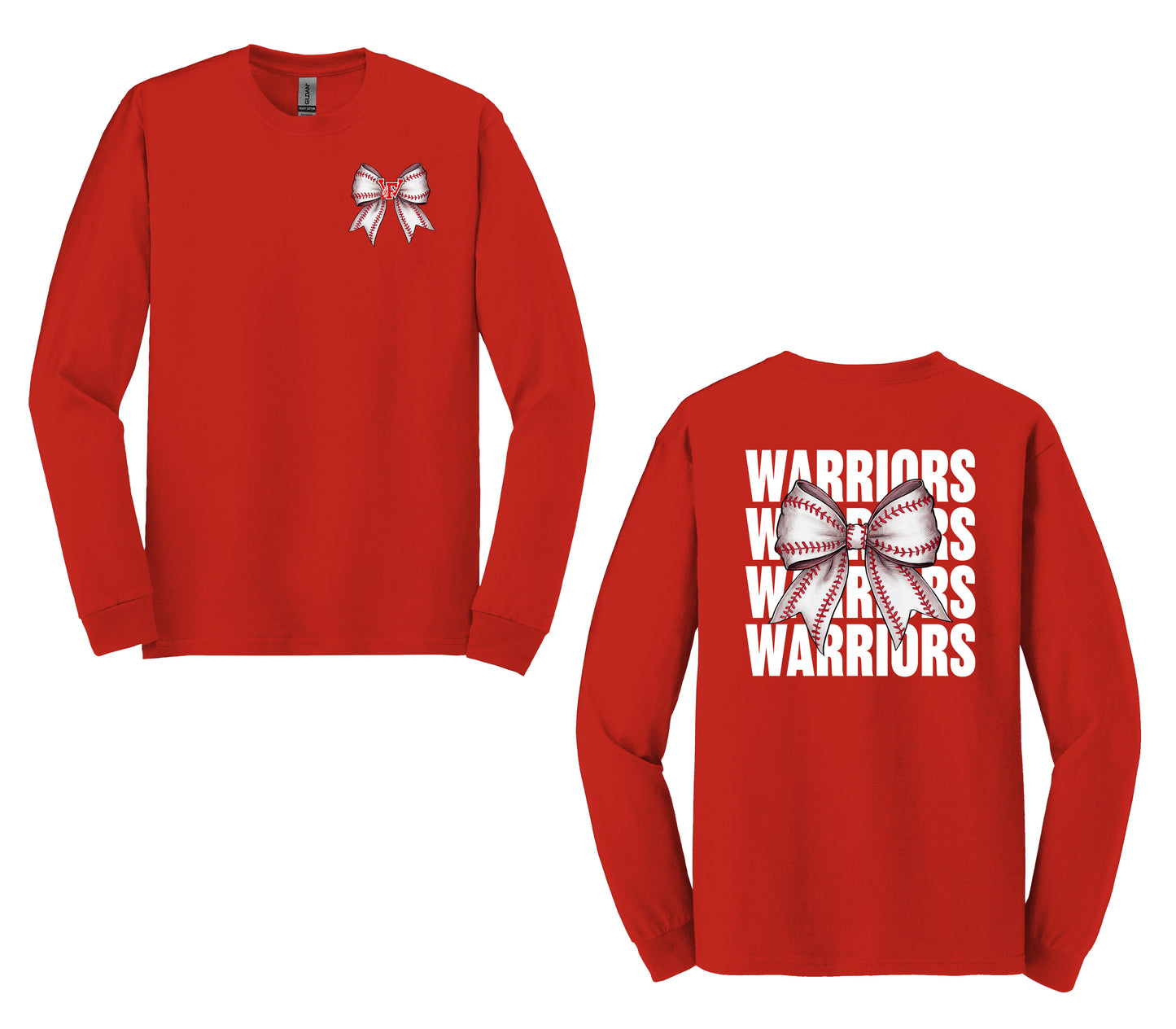 Warriors Baseball Bow- Unisex Adult/Youth Long Sleeve Shirt