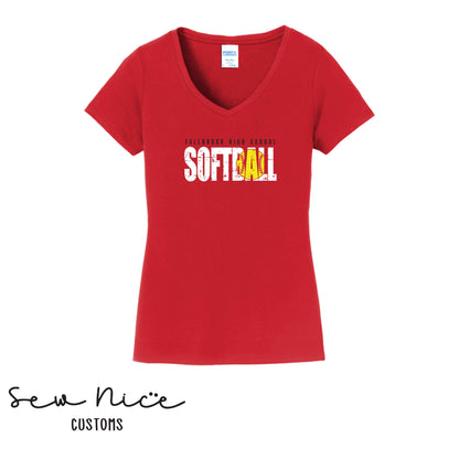 Fallbrook High School Softball- Ladies V-Neck Shirt