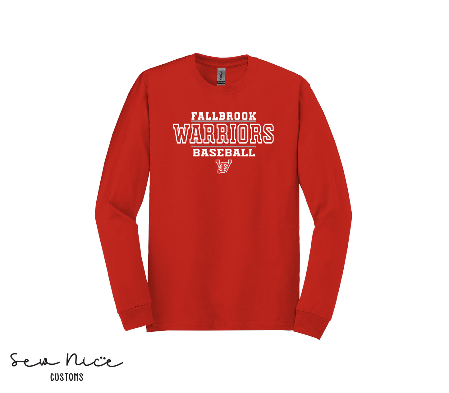 Fallbrook 12u Warriors Baseball- Unisex Adult/Youth Long Sleeve Shirt