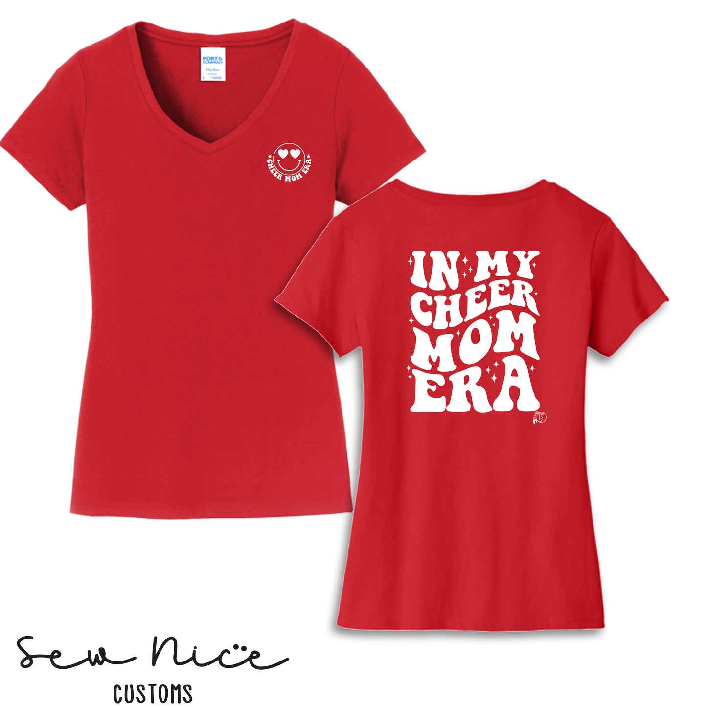 Cheer Mom Era-Ladies V-Neck Shirt- FPW CHEER