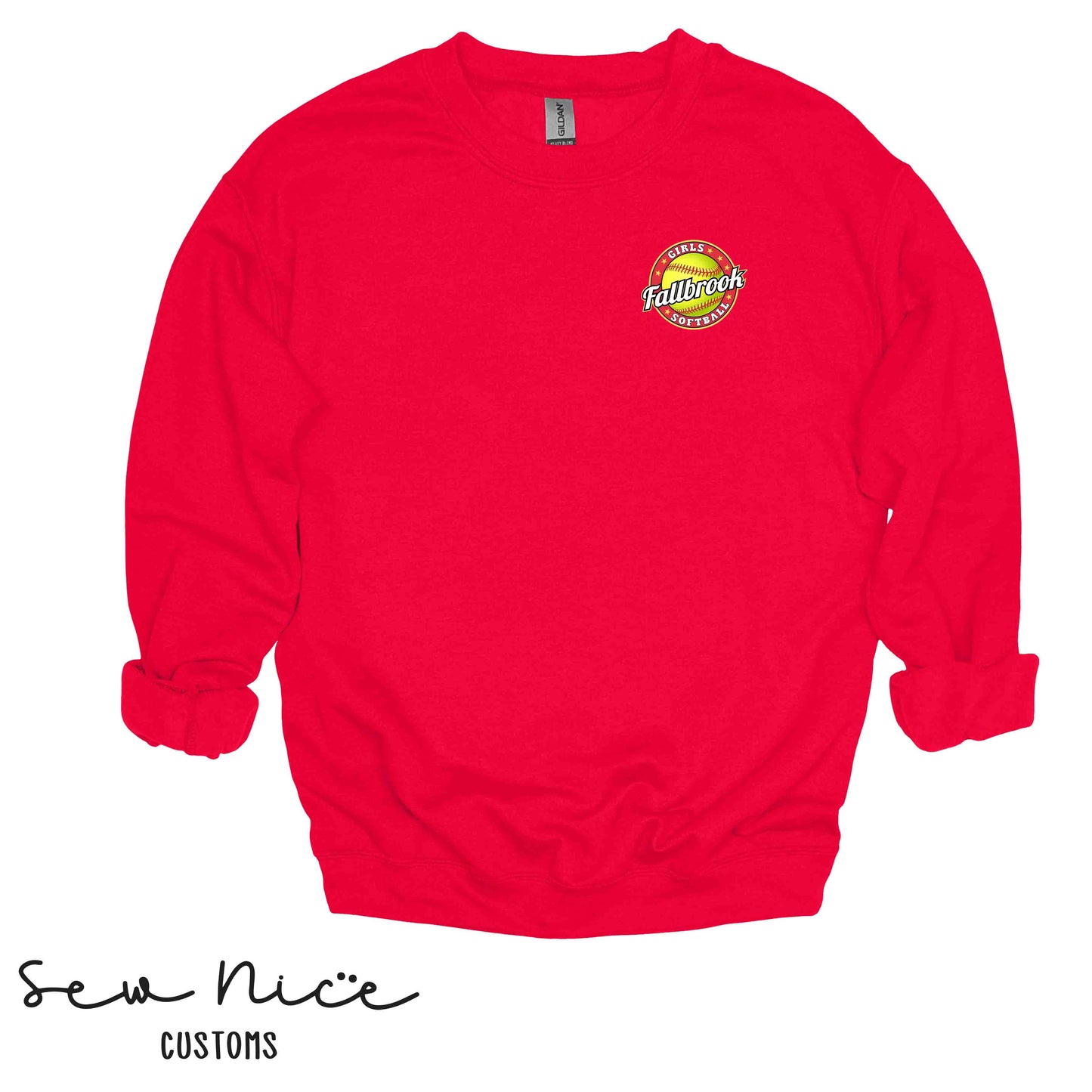 Fallbrook Girls Softball Logo - EMBROIDERED Crewneck Sweatshirt