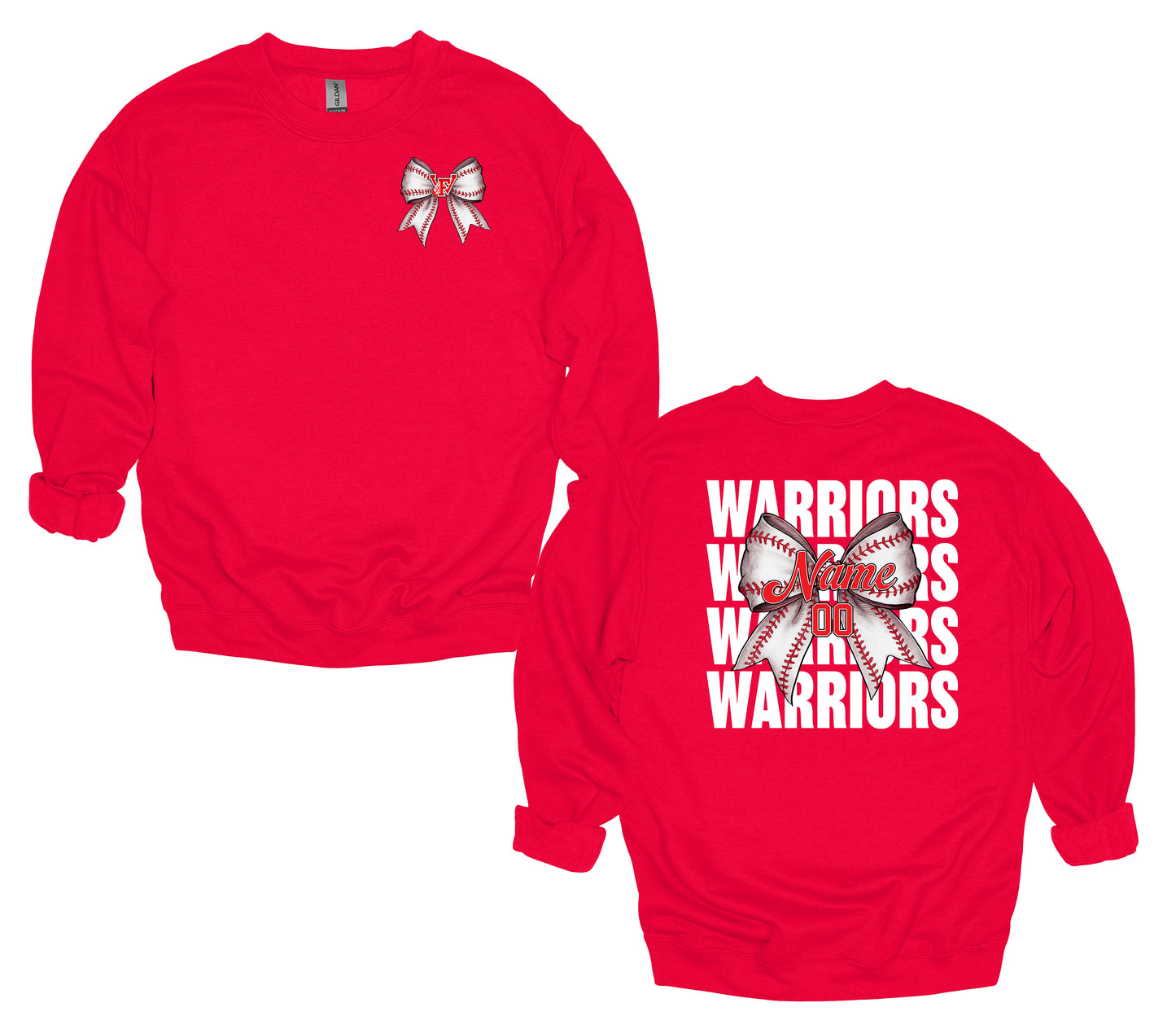 Warriors Baseball Bow- Unisex Adult/Youth Crewneck Sweatshirt