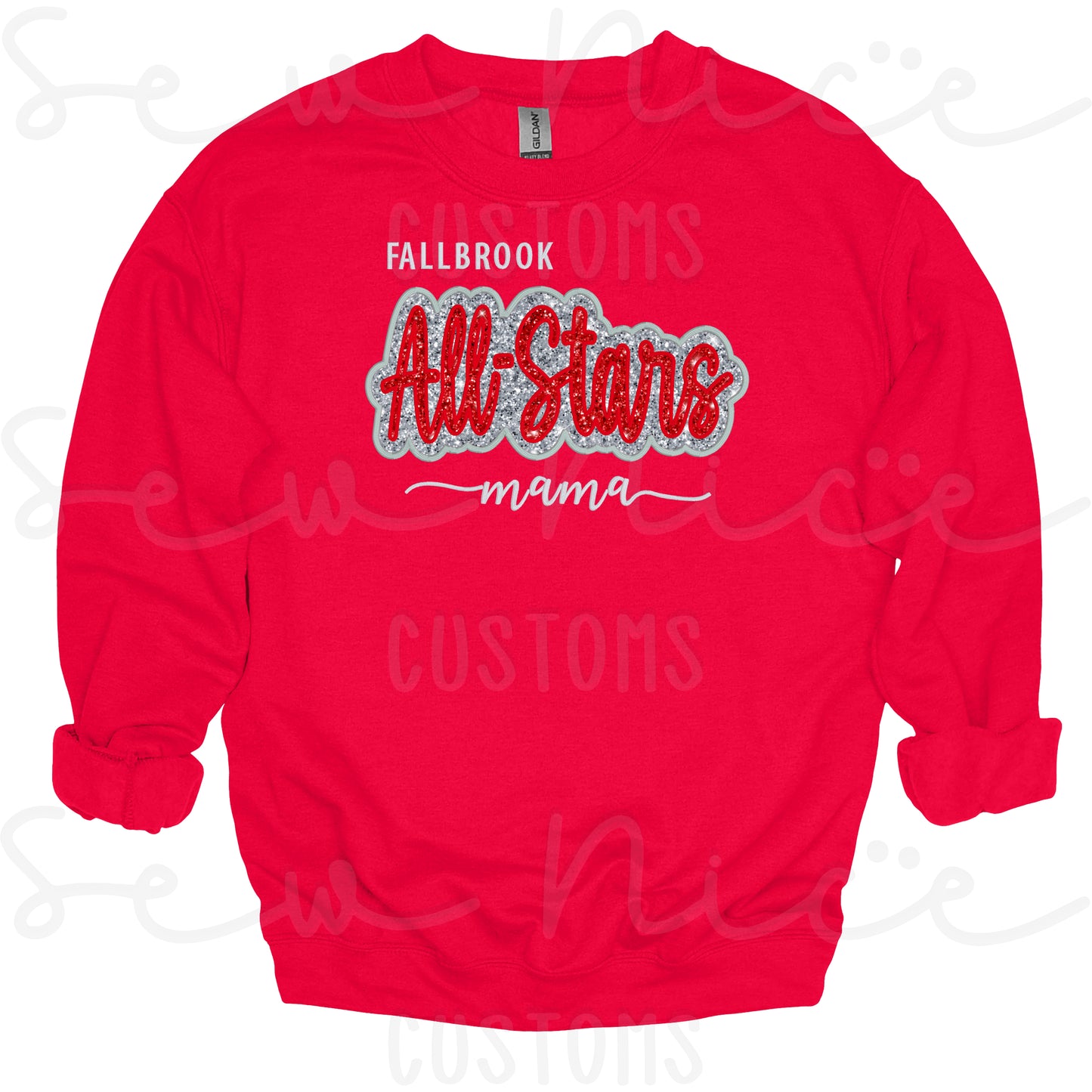 Fallbrook ALL STARS Glitter Applique Crewneck Sweatshirt