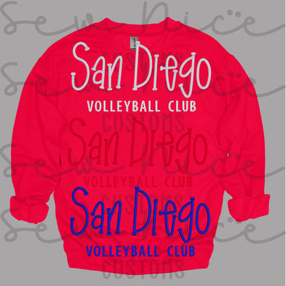 Embroidered 3D Puff - San Diego Volleyball Sweatshirt