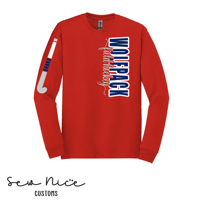 GO Wolfpack Field Hockey SIDE DESIGN- Unisex Adult/Youth Long Sleeve Shirt