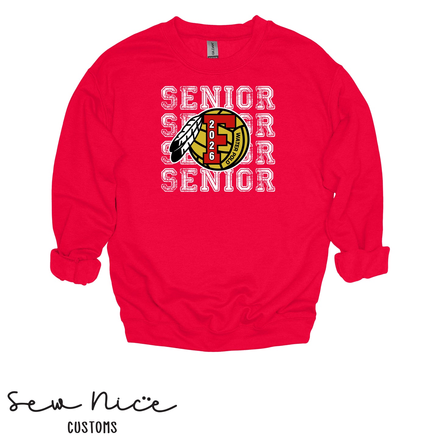 FHS Water Polo Stacked SENIOR 2026- Unisex Adult/Youth Crewneck Sweatshirt