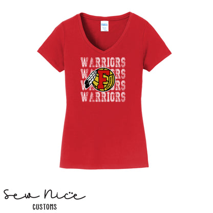 Warriors Stacked FHS Water Polo- Ladies V-Neck Shirt