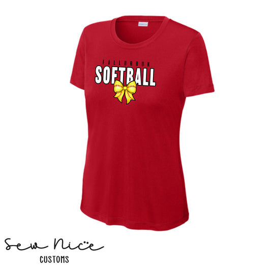 Fallbrook Softball Bow Design - Ladies Dri Fit Shirt