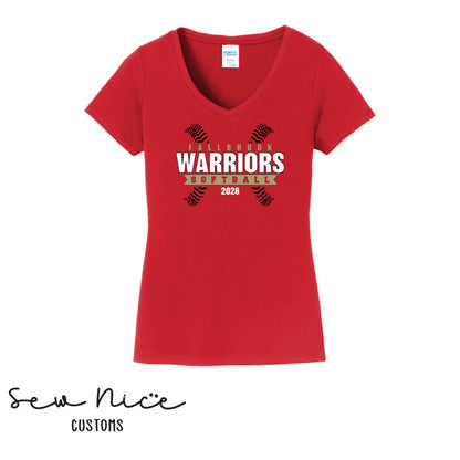 FHS Softball Seams- Ladies V-Neck Shirt