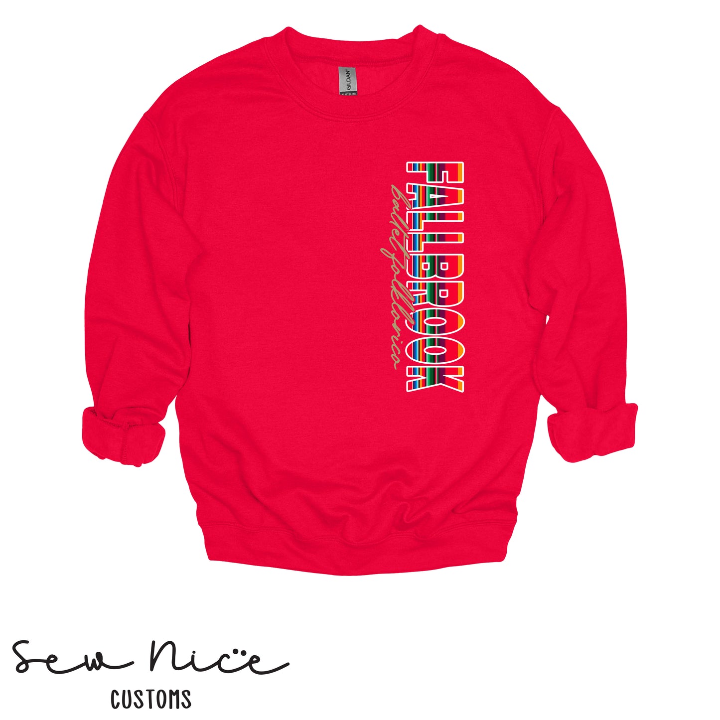 Fallbrook Serape Side Design- Unisex Adult/Youth Crewneck Sweatshirt
