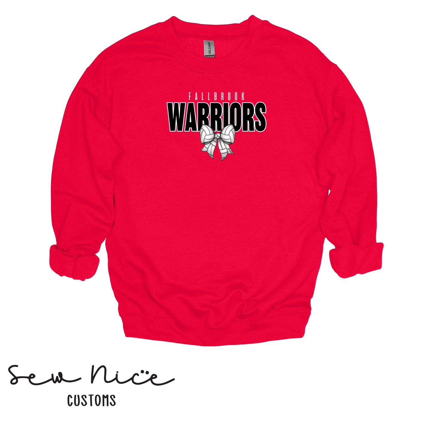Fallbrook Warriors Volleyball Bow- Unisex Adult/Youth Crewneck Sweatshirt