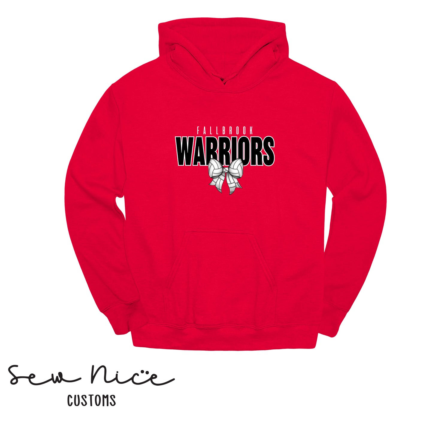 Fallbrook Warriors Volleyball Bow- Unisex Adult/Youth Hoodie