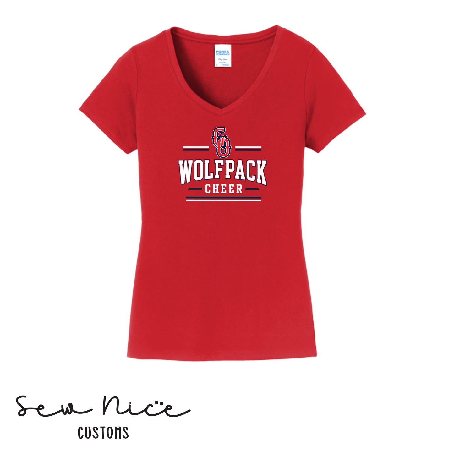Go Wolfpack Cheer- Ladies V-Neck Shirt