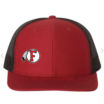 Fallbrook Embroidered Logo -Red with Black Mesh Hat