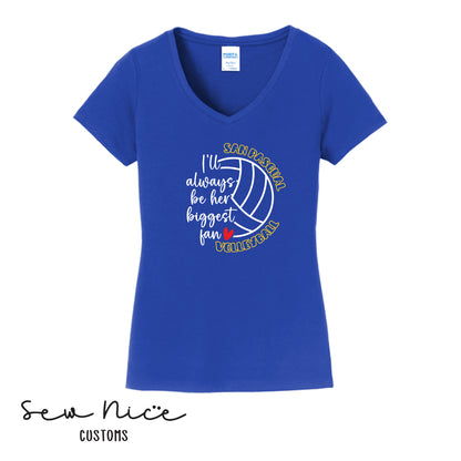 SP Volleyball Biggest Fan Ladies V-Neck Shirt