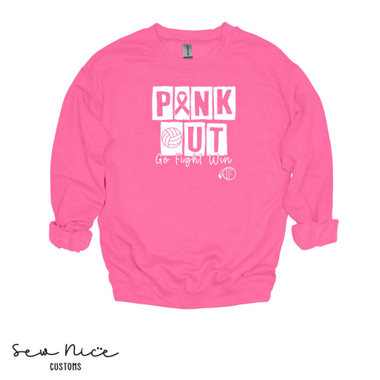 PINK OUT- Go Fight Win- FHS Volleyball- Unisex Adult/Youth Crewneck Sweatshirt