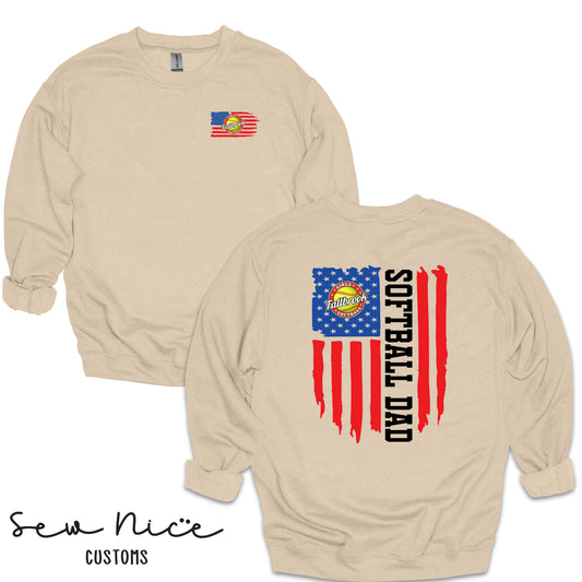 American Flag Softball (Mom-Dad) Design- Unisex Crewneck Sweatshirt