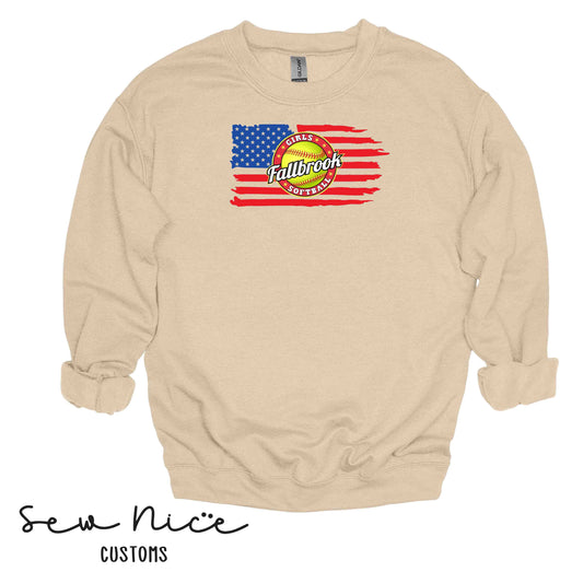 American Flag Softball -Unisex Crewneck Sweatshirt