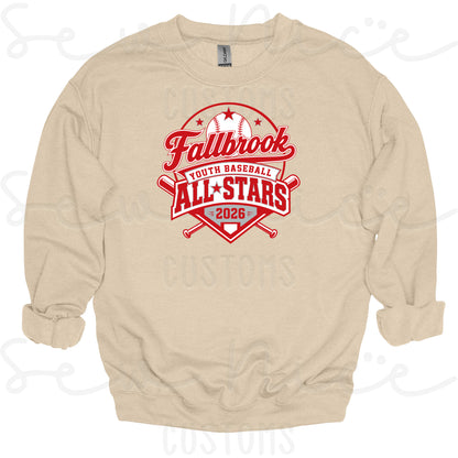 Fallbrook Youth Baseball- ALL STARS 2026-Unisex Crewneck Sweatshirt