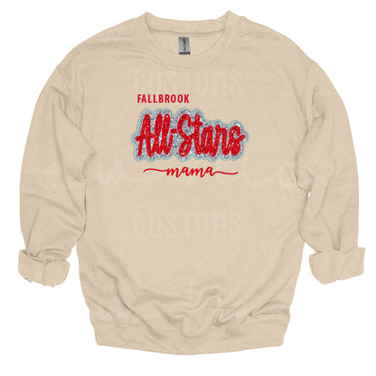 Fallbrook ALL STARS Glitter Applique Crewneck Sweatshirt