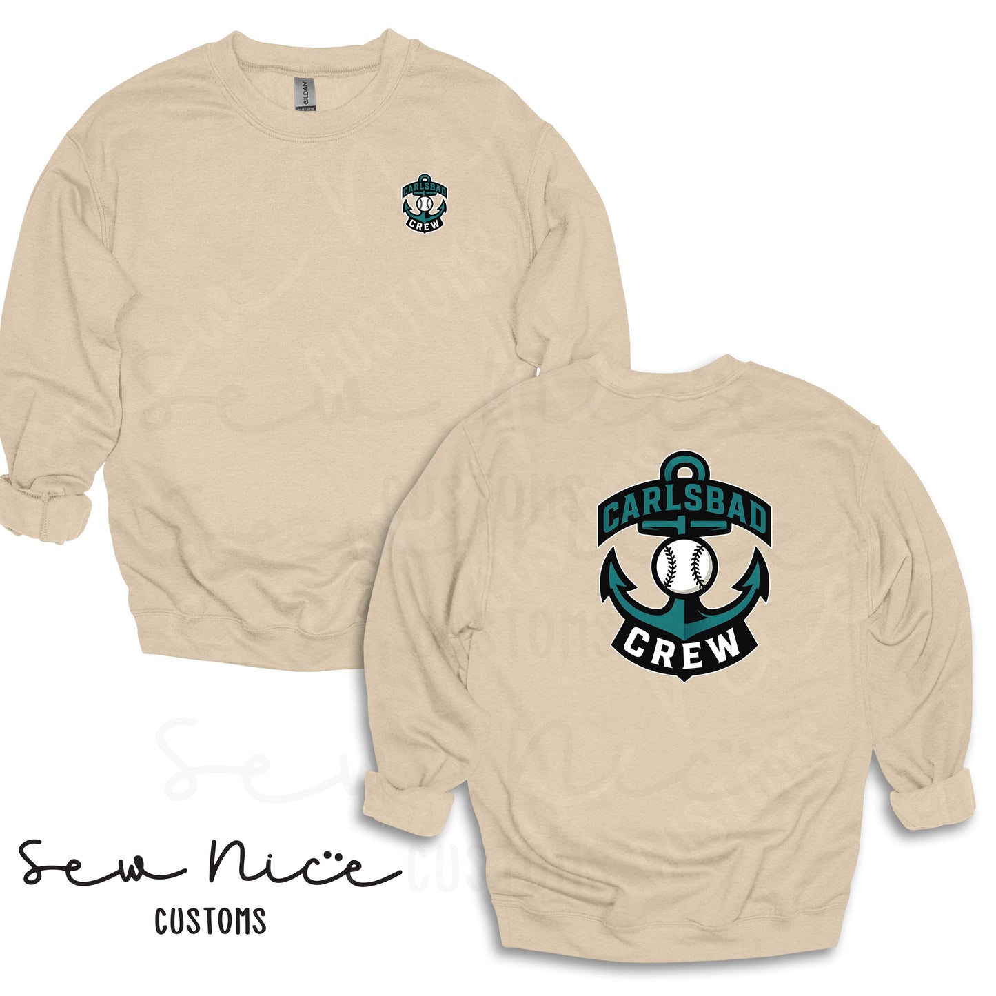 Carlsbad Crew Unisex Hoodie - Left Chest & Back Design