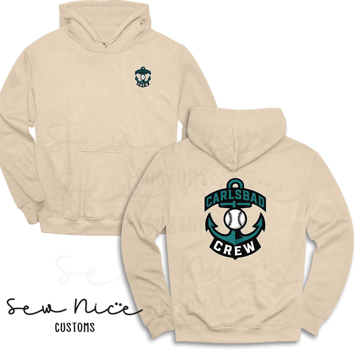 Carlsbad Crew Unisex Hoodie - Left Chest & Back Design