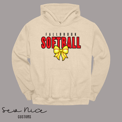 Fallbrook Softball Bow Design - Unisex Hoodie