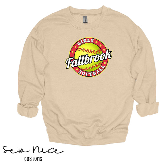 Fallbrook Girls Softball Logo- Unisex Crewneck Sweatshirt