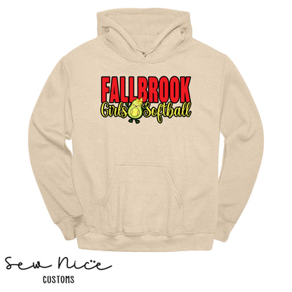 Fallbrook Girls Softball Avo Text Design- Unisex Hoodie
