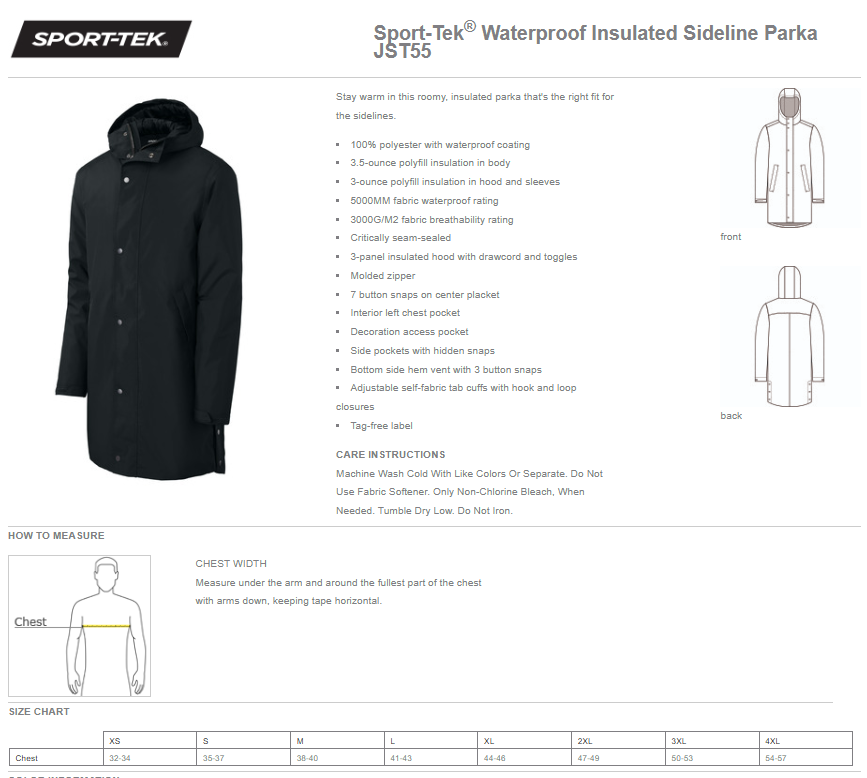 GO Field Hockey -Embroidered Sideline Parka
