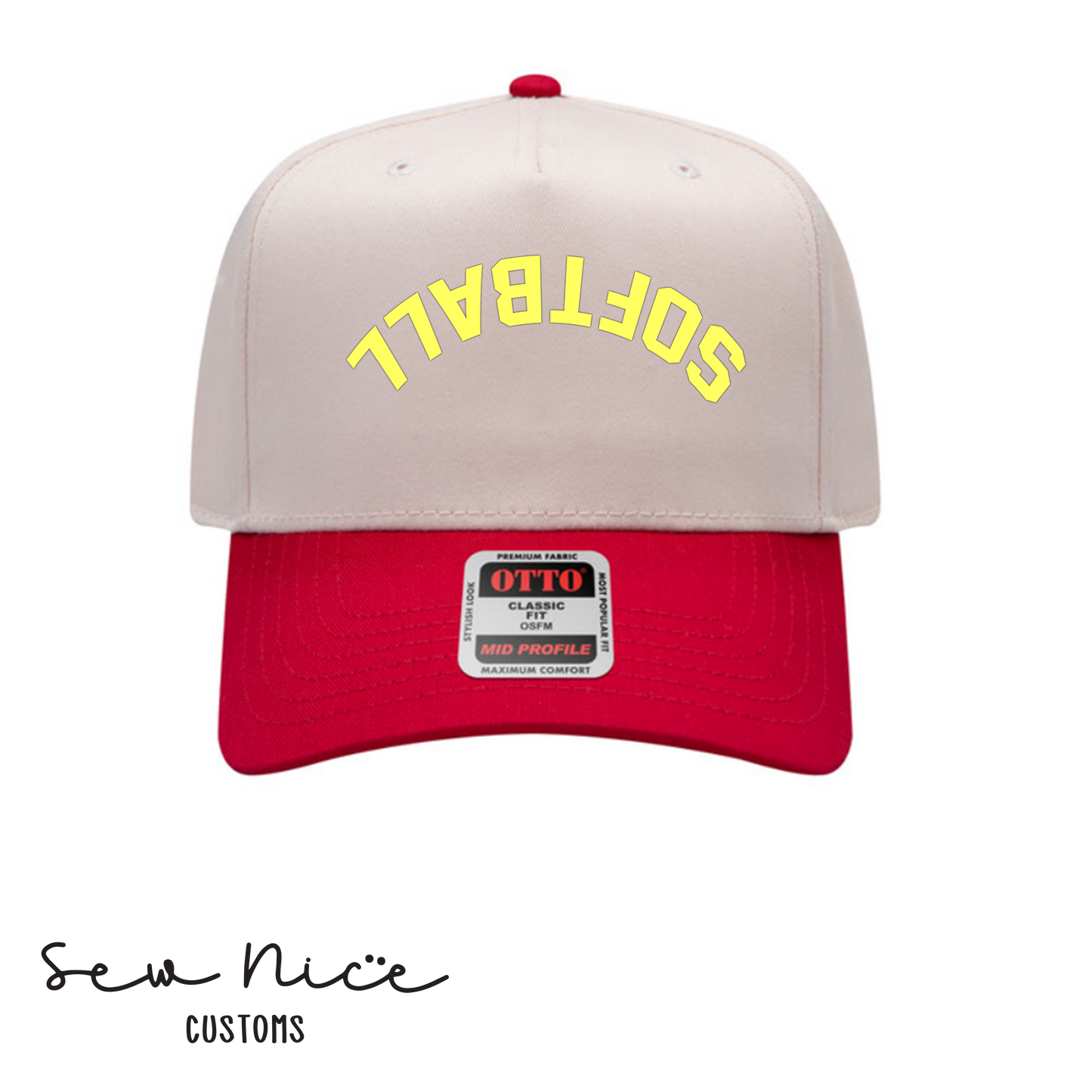 Two Tone Baseball Cap - Embroidered Flipped "SOFTBALL"-FGSL
