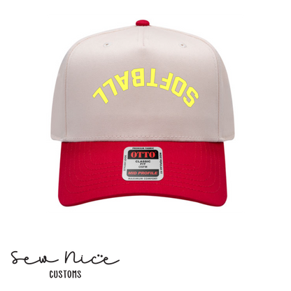 Two Tone Baseball Cap - Embroidered Flipped "SOFTBALL"-FGSL