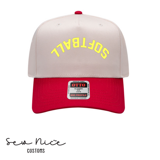 Two Tone Baseball Cap - Embroidered Flipped "SOFTBALL"-FGSL