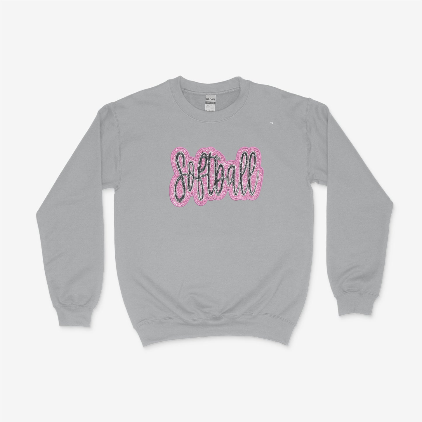 Boujee Softball Glitter Applique -Unisex Adult/Youth Crewneck Sweatshirt